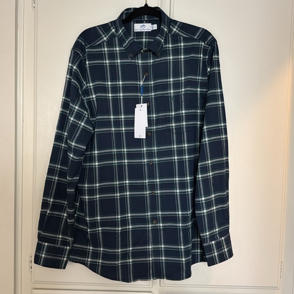 Southern Tide Men's Heron Plaid Flannel Long Sleeve plaid shirt - Picture 5 of 7